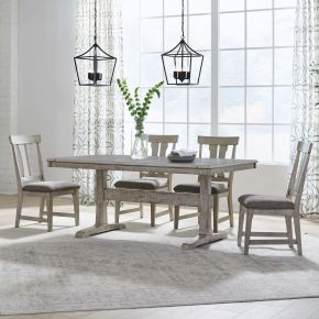 Liberty Furniture 528-CD-5TRS Hallendale - 5 Piece Trestle Table Set - Gravel Wash
