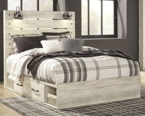 Signature Design by Ashley® B192/57/54/160/B100-13 Cambeck - Queen Panel Bed with Side Storage Drawers - Whitewash