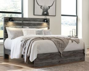 Signature Design by Ashley® B221/158/156/97 Baystorm - Gray - King Panel Bed - Footboard Slat