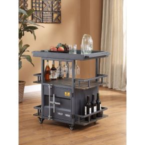 ACME 77909 Cargo - Serving Cart - Antique Walnut & Gunmetal
