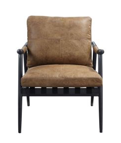 ACME 59949 Anzan - Accent Chair - Berham Chestnut Top Grain Leather & Matt Iron