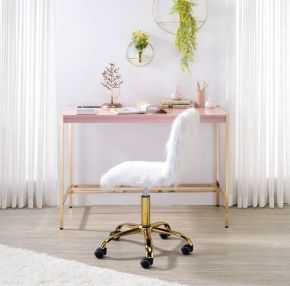 ACME OF00024 Midriaks - Writing Desk - Pink & Gold Finish