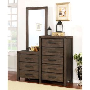 Furniture of America CM7382CM Rexburg - 8 Drawer Dresser Mirror - Wire - Brushed Rustic Brown