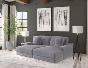 Jackson 3445/15/16-28 Cozy - 2 Piece Double Wide Chaise With USB Charging Ports - Gunmetal