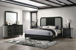 New Classic 00-B1434-15N Skyline - 6/6 Eastern King 5 Piece Bedroom Set (Bed & Dresser & Mirror & 2 Nightstands) - Black