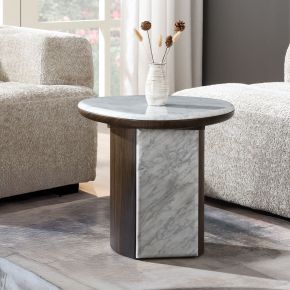 ACME LV04566 Haidar - End Table With Marble Top - Natural / Brown