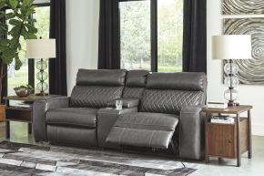 Signature Design by Ashley® 55203/58/57/62 Samperstone - Power Reclining Loveseat With Console 3 Pc Sectional - Gray
