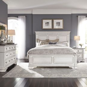 Liberty Furniture 520-BR-QPBDMN Liberty Furniture 520-BR-QPBDMN Abbey Park - 4 Piece Bedroom Set (Queen Panel Bed, Dresser & Mirror, Nightstand) - Antique White