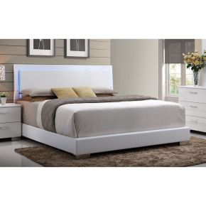 ACME 22637EK ACME 22637EK Lorimar - Eastern King Bed With LED - White Synthetic Leather & White Leg
