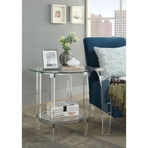 ACME 80947 Polyanthus - End Table - Clear Acrylic, Chrome & Clear Glass