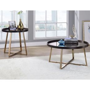 ACME 82945 Hepton - Coffee Table - Mirrored, Walnut & Champagne