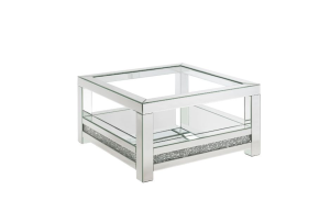 ACME 84720 Noralie - Coffee Table With Glass Top - Mirrored - Wood - 18"