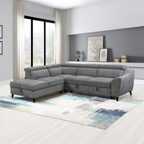 ACME LV03160 Wrenley - Sectional Sofa With Sleeper & Storage - Gray