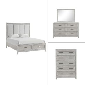 New Classic 00-2442-34C Fiona - 5/0 Queen 4 Piece Bedroom Set (Bed & Dresser & Mirror & Chest) - Gray
