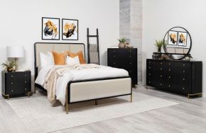 Coaster Fine Furniture 224331QCRM-S5 Arini - 5 Piece Queen Bedroom Set - Cream And Black
