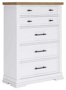 Benchcraft® B844-46 Ashbryn - Five Drawer Chest - White / Natural