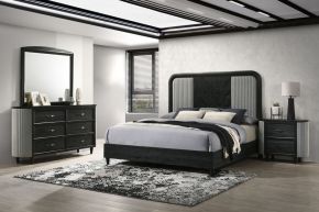 New Classic 00-B1434-34N Skyline - 5/0 Queen 4 Piece Bedroom Set (Bed & Dresser & Mirror & Nightstand) - Black