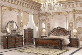 New Classic 00-2477-26N Bella Notte - 6/0 Western King 6 Piece Set Padded Sleigh Bed - Cherry