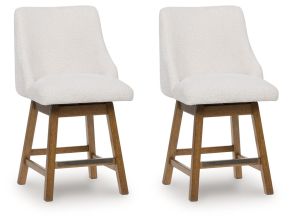 Signature Design by Ashley® D974-324 Cabalynn - Upholstered Swivel Barstool (Set of 2) - Oatmeal / Light Brown