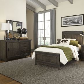 Liberty Furniture 759-YBR-TPBDM Thornwood Hills - 3 Piece Bedroom Set (Twin Panel Bed, Dresser & Mirror) - Dark Gray