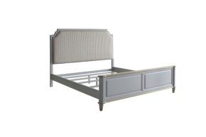 ACME 28880Q House Marchese - Queen Bed - Two Tone Beige Fabric & Pearl Gray