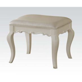 ACME 30519 Edalene - Vanity Stool - Pearl Synthetic Leather & Pearl White
