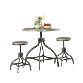 ACME 73125 Fatima - Counter Height Set - Gray Oak & Metal