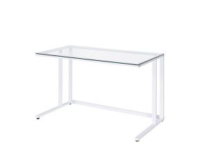 ACME 93098 ACME 93098 Tyrese - Writing Desk - Clear Glass Top& White