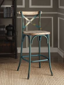 ACME 96807 Zaire - Bar Chair - Antique Turquoise & Antique Oak