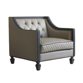 ACME 58817 House Beatrice - Chair With Pillow - Tan Synthetic Leather , Black Synthetic Leather & Charcoal