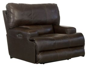 Catnapper 645807-1283/09-3083/09 Wembley - Italian Leather Match Power Lay Flat Recliner With Power Adjustable Headrest - Chocolate