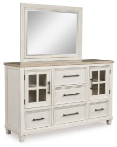 Benchcraft® B683B1 Shaybrock - Dresser And Mirror - Antique White / Brown