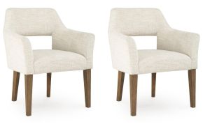 Benchcraft® D863-02A Marxmore - Dining Upholstered Arm Chair (Set of 2) - Beige / Brown