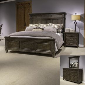 Liberty Furniture 297-BR-KPBDMN Paradise Valley - 4 Piece Bedroom Set (King Panel Bed, Dresser & Mirror, Nightstand) - Dark Brown