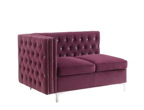ACME 57331 Jaszira - Modular Armless Loveseat With 2 Pillows - Burgundy Velvet