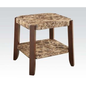 ACME 82126 Dacia - End Table - Faux Marble & Brown