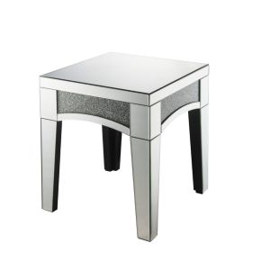 ACME 84677 Noralie - 20" X 20" End Table - Mirrored & Faux Diamonds