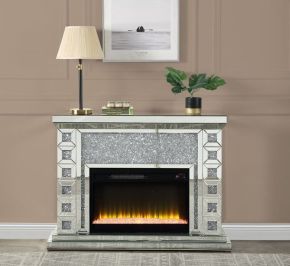 ACME AC00507 Noralie - 47" Fireplace - Mirrored & Faux Diamonds