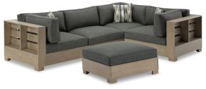 Signature Design by Ashley® P660/875/846/877/876/814 Citrine Park - Brown - 5 Pc. - 4-Piece Outdoor Sectional With Ottoman