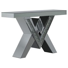 CoasterElevations 723449 Taffeta - V-Shaped Mirrored Entryway Console Table - Silver