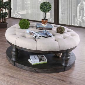 Furniture of America CM4424GY-F-C Mika - Coffee Table With Cushion Top - Antique Gray