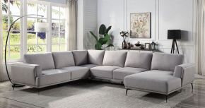 Furniture of America CM6745GY-SECT Laufen - J-Shaped Sectional - Gray