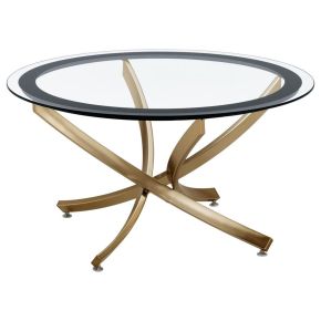 CoasterEveryday 707888 Brooke - Round Glass Top Coffee Table Metal Base - Brass