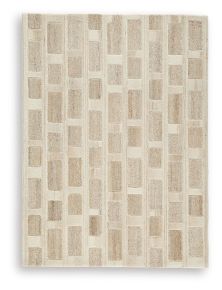Signature Design by Ashley® R407712 Lisgrove - 5' x 7' Rug - Tan / Brown / White