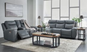 Signature Design by Ashley® U59504/15/18 Mindanao - Steel - 2 Pc. - Power Reclining Sofa, Power Reclining Loveseat With Console