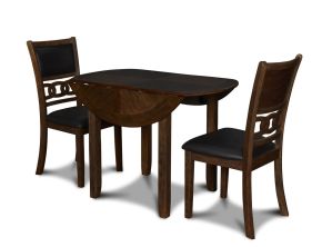 New Classic D1701-40S-BRN New Classic D1701-40S-BRN Gia - 3 Piece Dining Set (Dining Drop Leaf Table & 2 Chairs) Faux Leather - Brown