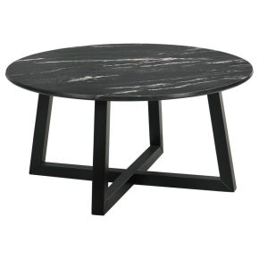 Coaster Fine Furniture 707848 Skylark - Round Marble - Like Smart Top Coffee Table - Black