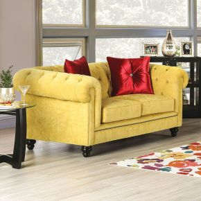 Furniture of America SM2284-LV Eliza - Loveseat - Royal Yellow / Red
