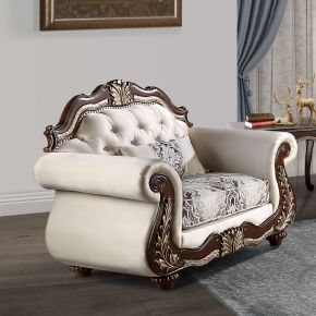 ACME LV03832 Pierce - Chair With Pillow - Beige Fabric & Cherry