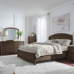 Liberty Furniture 805B-BR-QPBSDMC Avalon - 4 Piece Bedroom Set (Queen Panel Storage Bed, Dresser & Mirror, Chest) - Brown